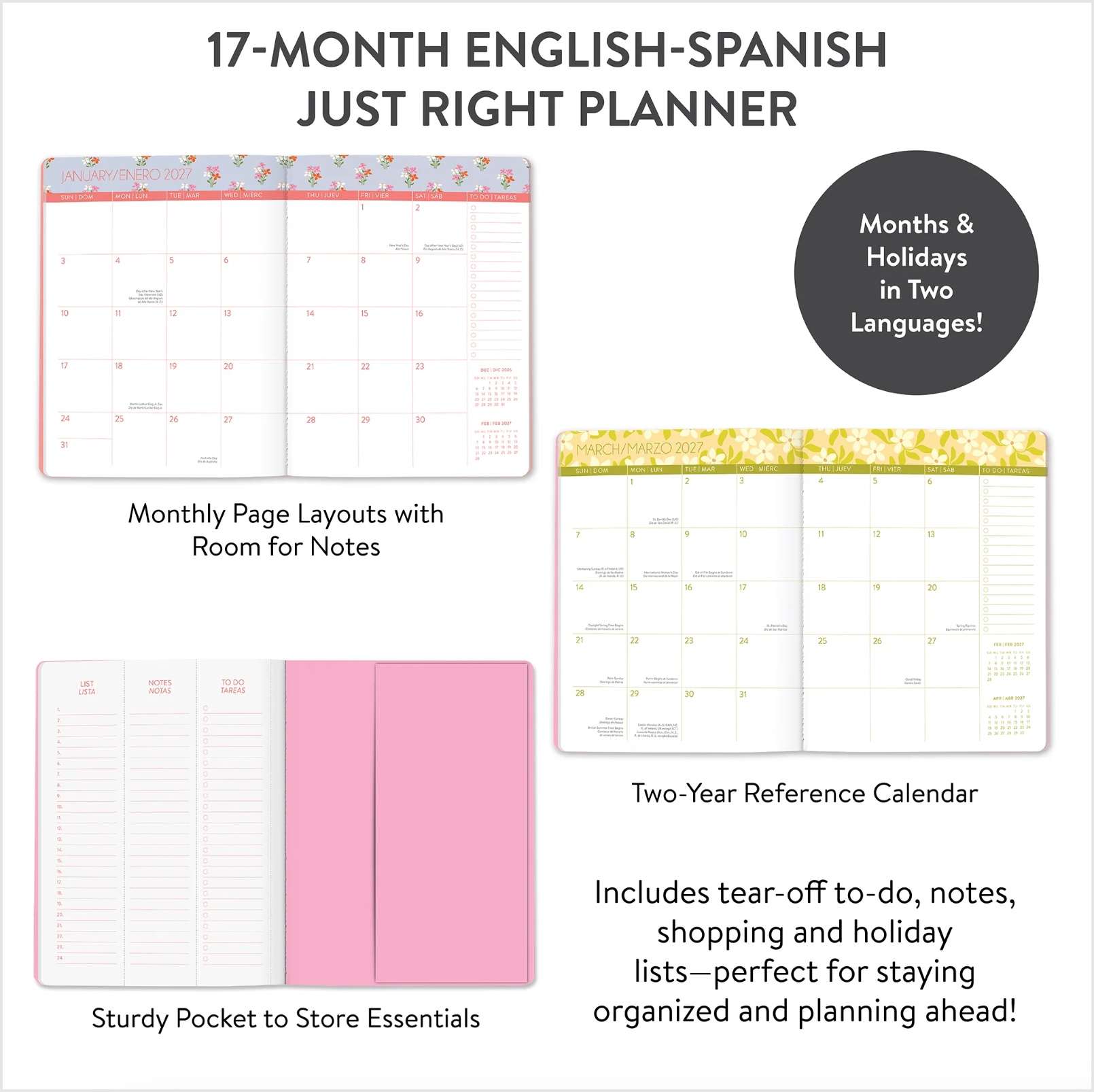 2027 Secret Garden Just Right 17-Month English-Spanish Bilingual Planner, , large image number 2