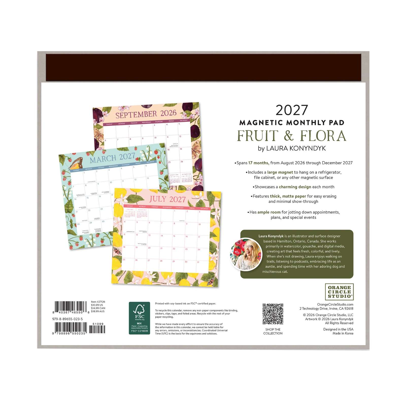 2027 Fruit and Flora Magnetic Monthly Pad, , large image number 4