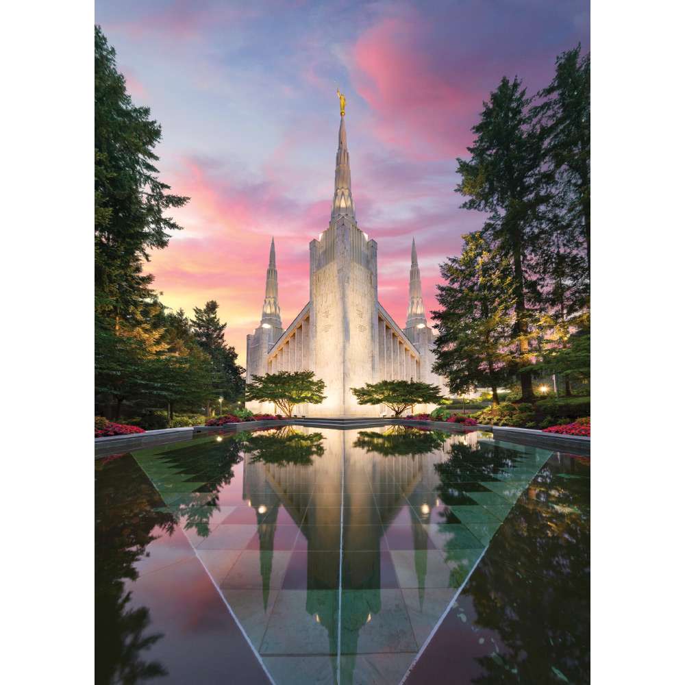 Portland Oregon Temple - Sunset Reflection Print