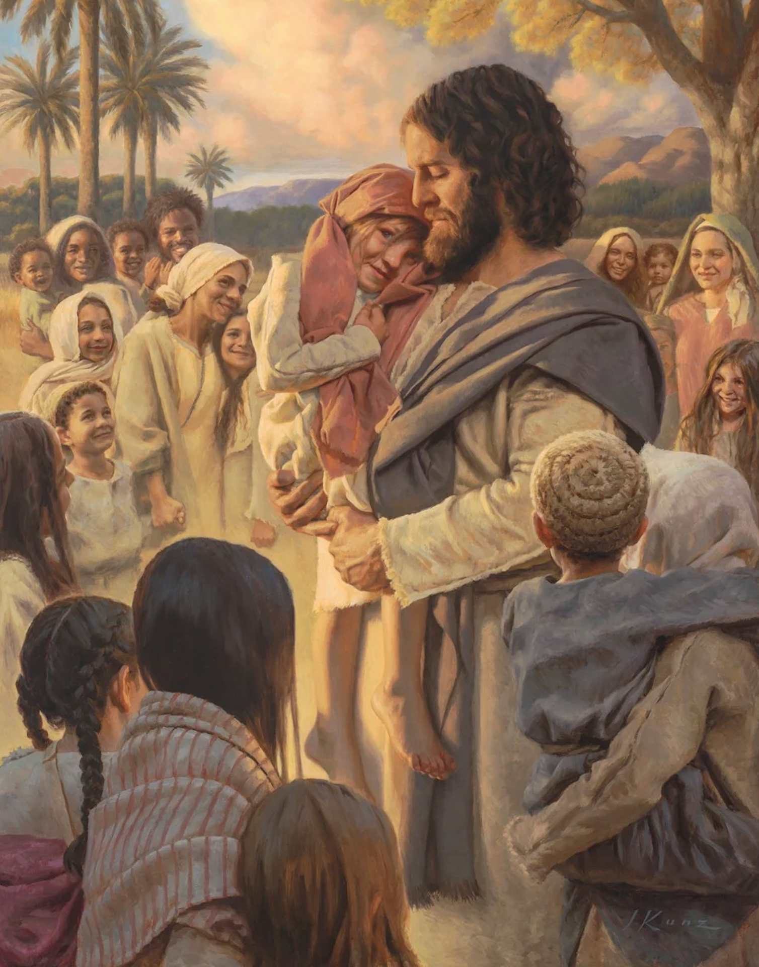 He Took Them Up In His Arms Print