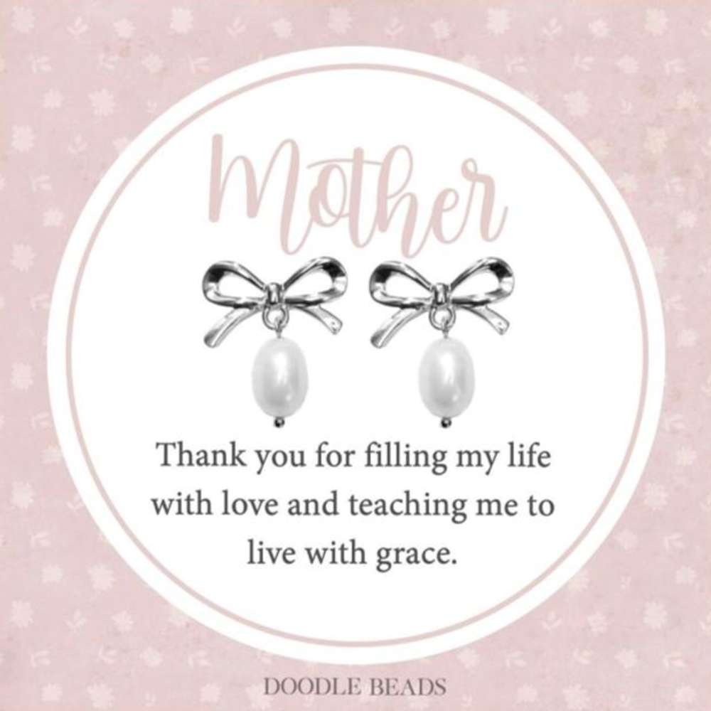 Pearl and Bow Earrings, , large