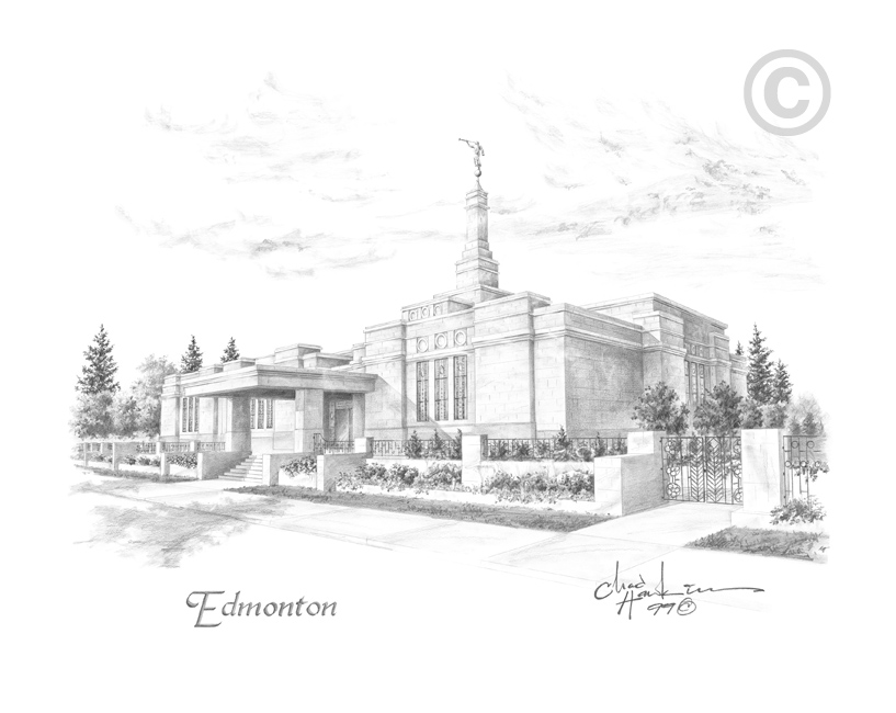 Edmonton Temple Sketch 8x10 Matted Print