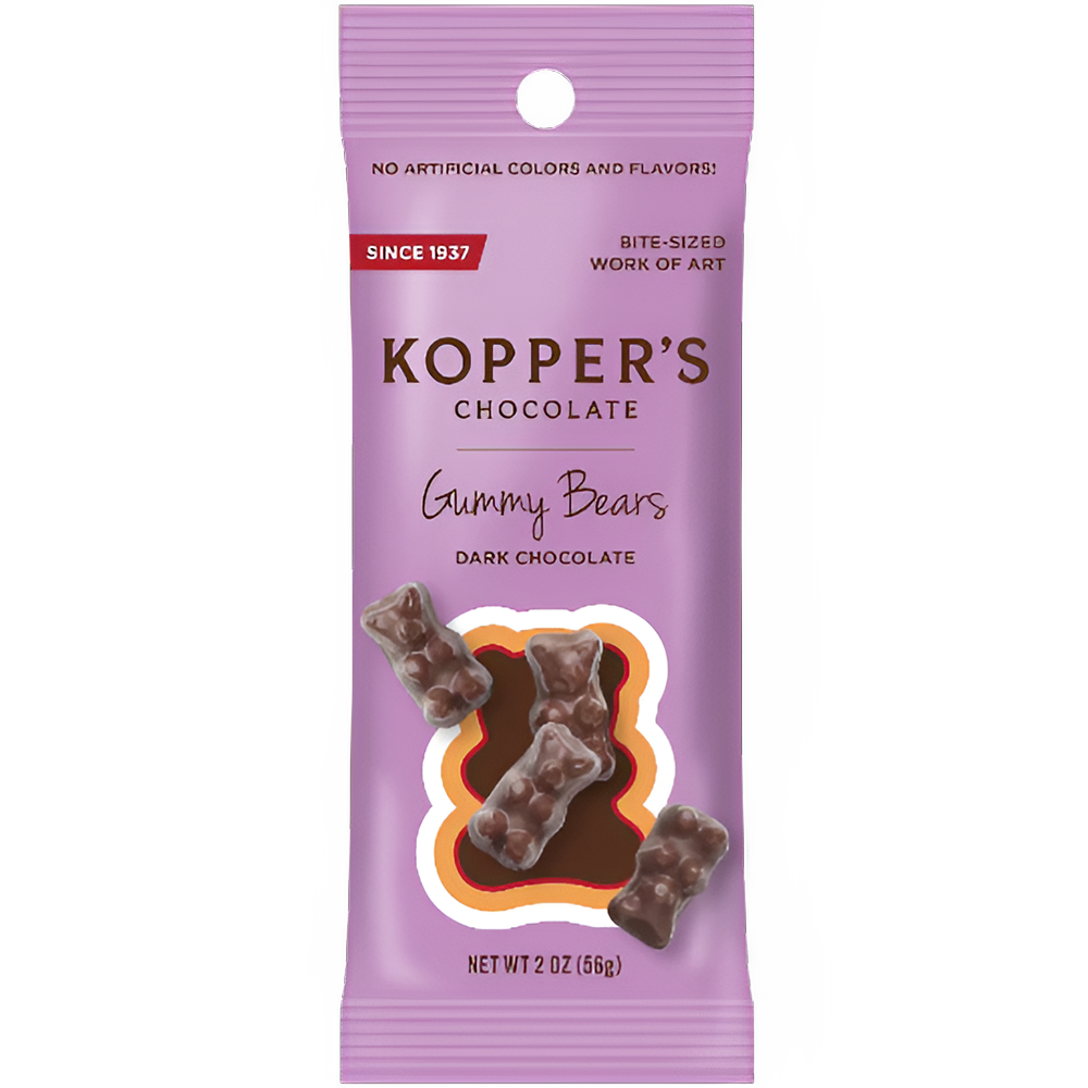 Dark Chocolate Gummy Bears 2 Oz Bag