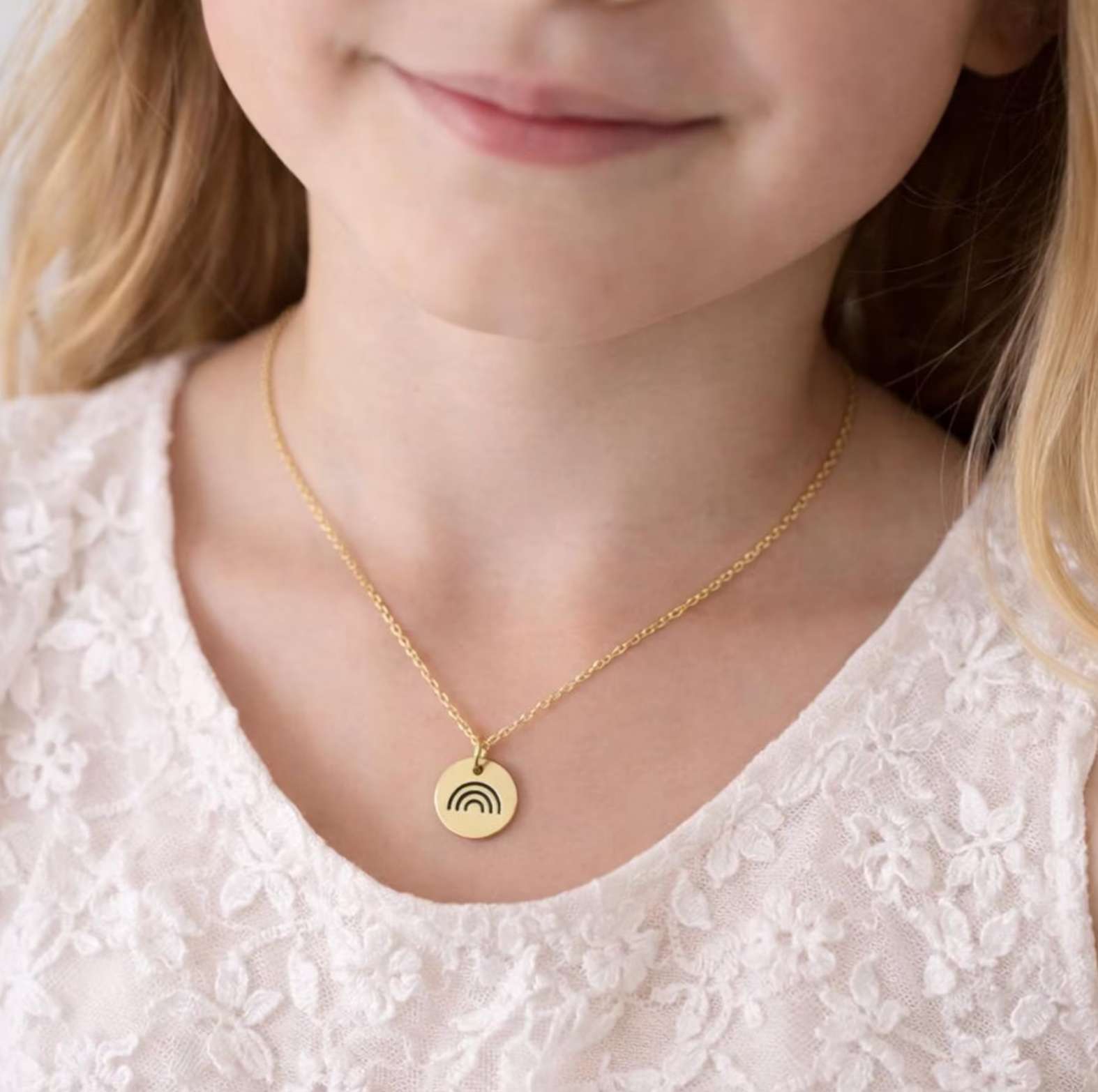 Spanish Rainbow Baptism Necklace , , large