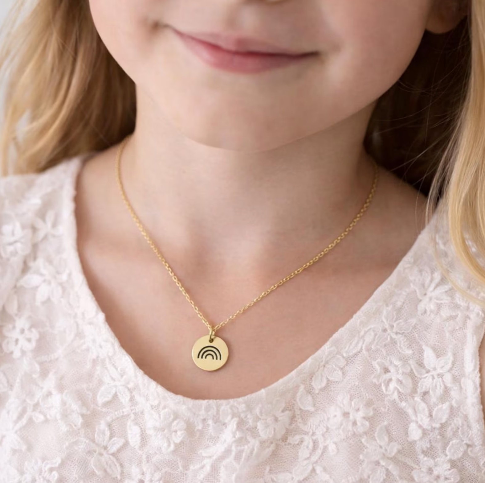 Spanish Rainbow Baptism Necklace , , large