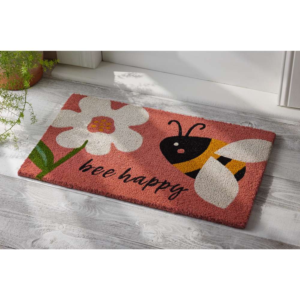 Bee Happy Welcome Mat, , large