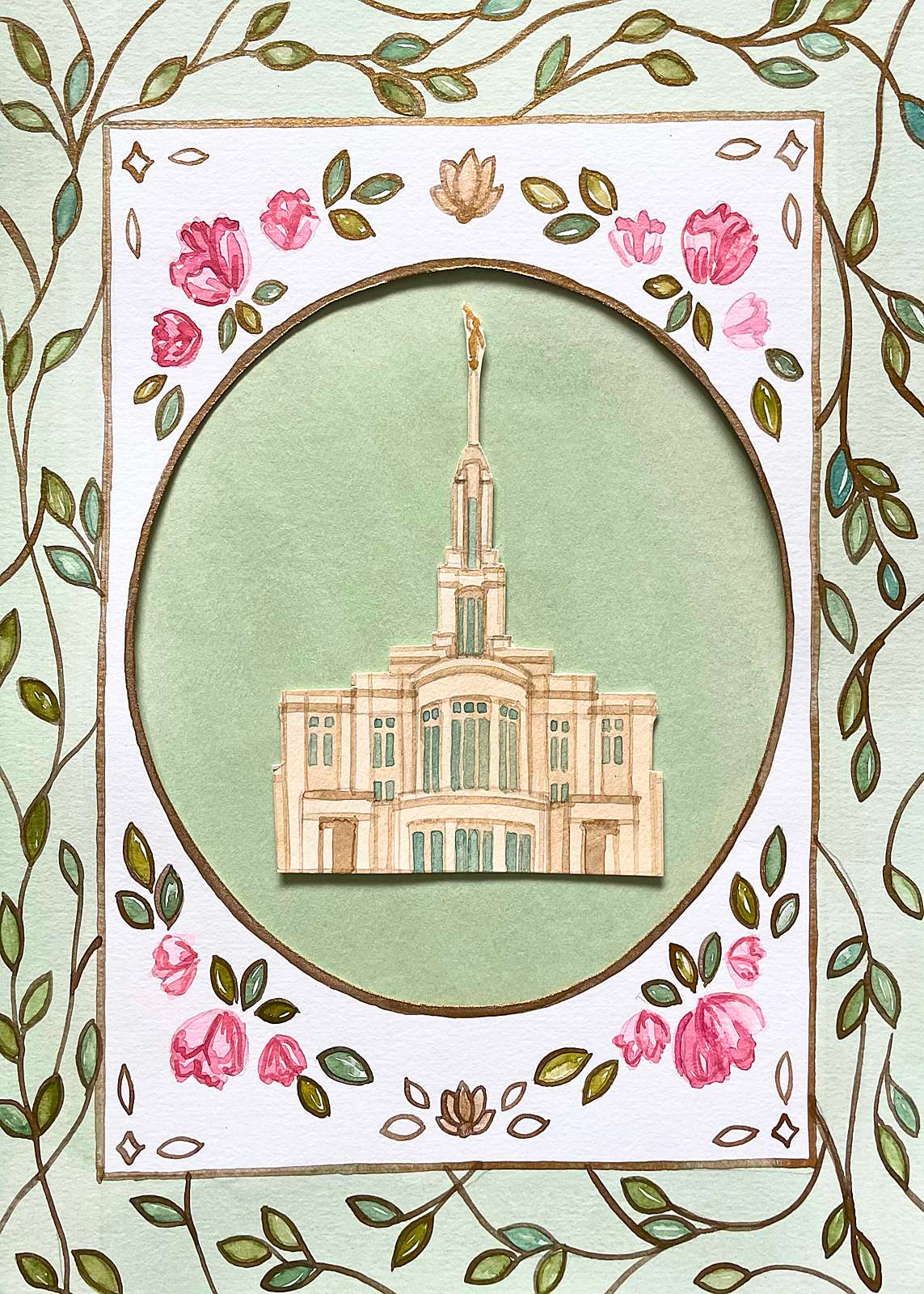 Payson Utah Temple Cottagecore Style Print
