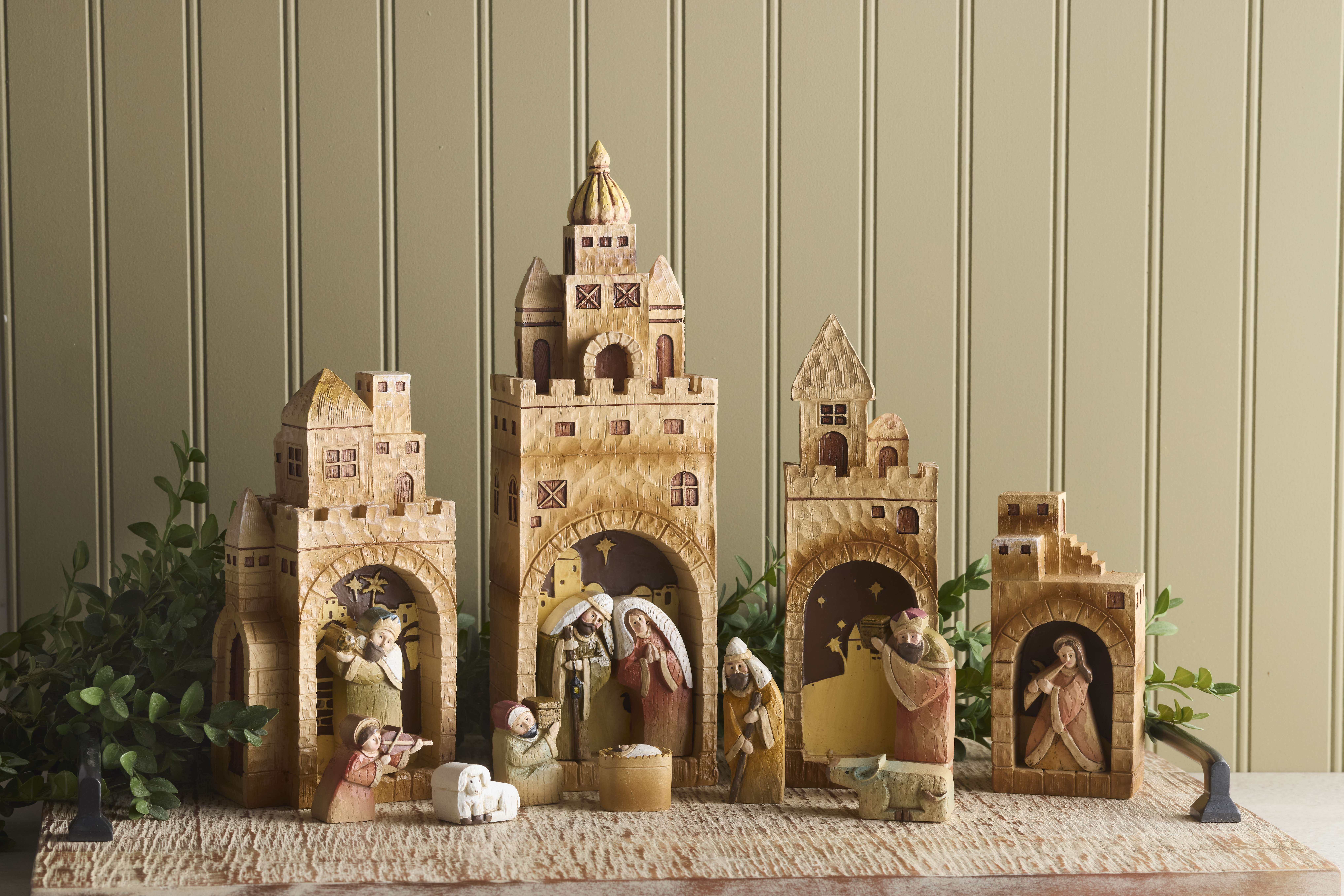 Nesting Resin Nativity Village, , large image number 1
