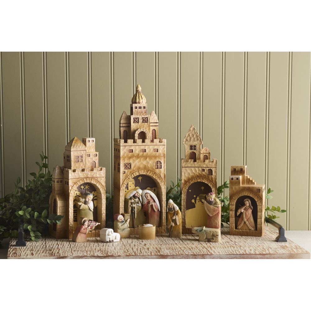 Nesting Resin Nativity Village, , large image number 1