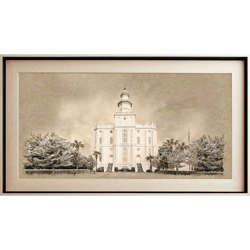 St. George Utah Temple, Light Wood (22x39 Framed Textured Paper)