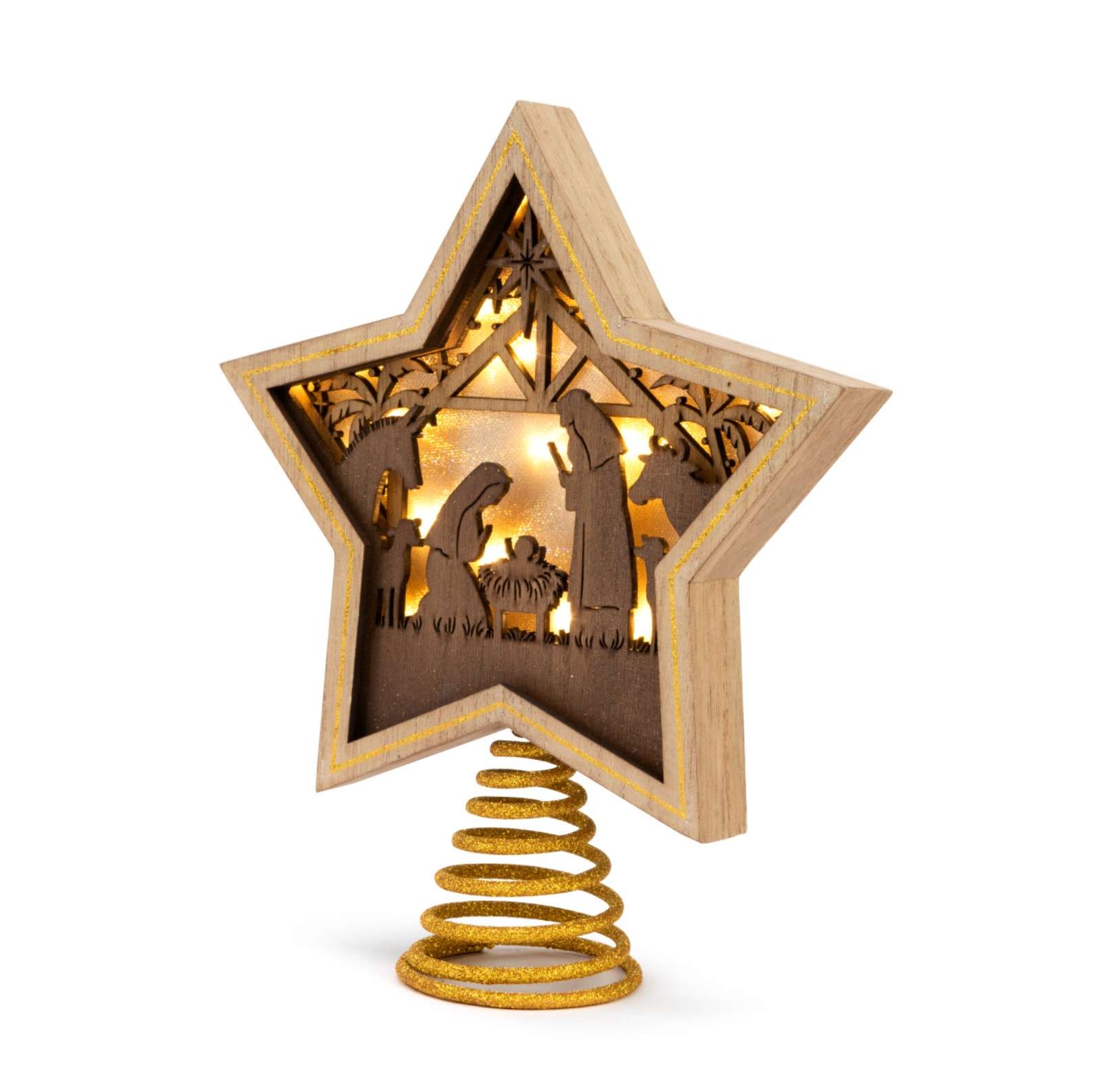 Light-up Silhouette Wood Nativity Star Topper, , large image number 3