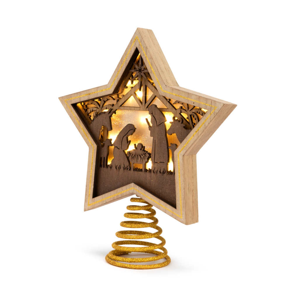 Light-up Silhouette Wood Nativity Star Topper, , large image number 3