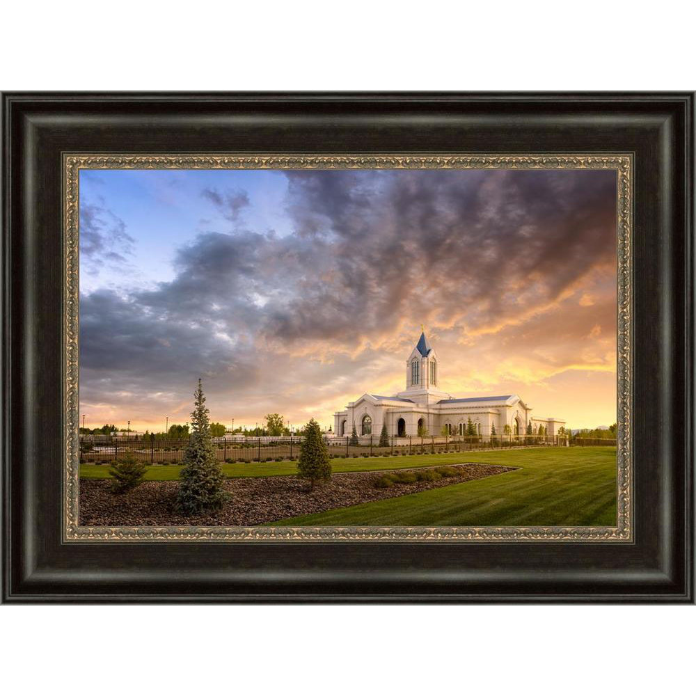 Fort Collins Temple, Sunset (31x23 Framed Art)