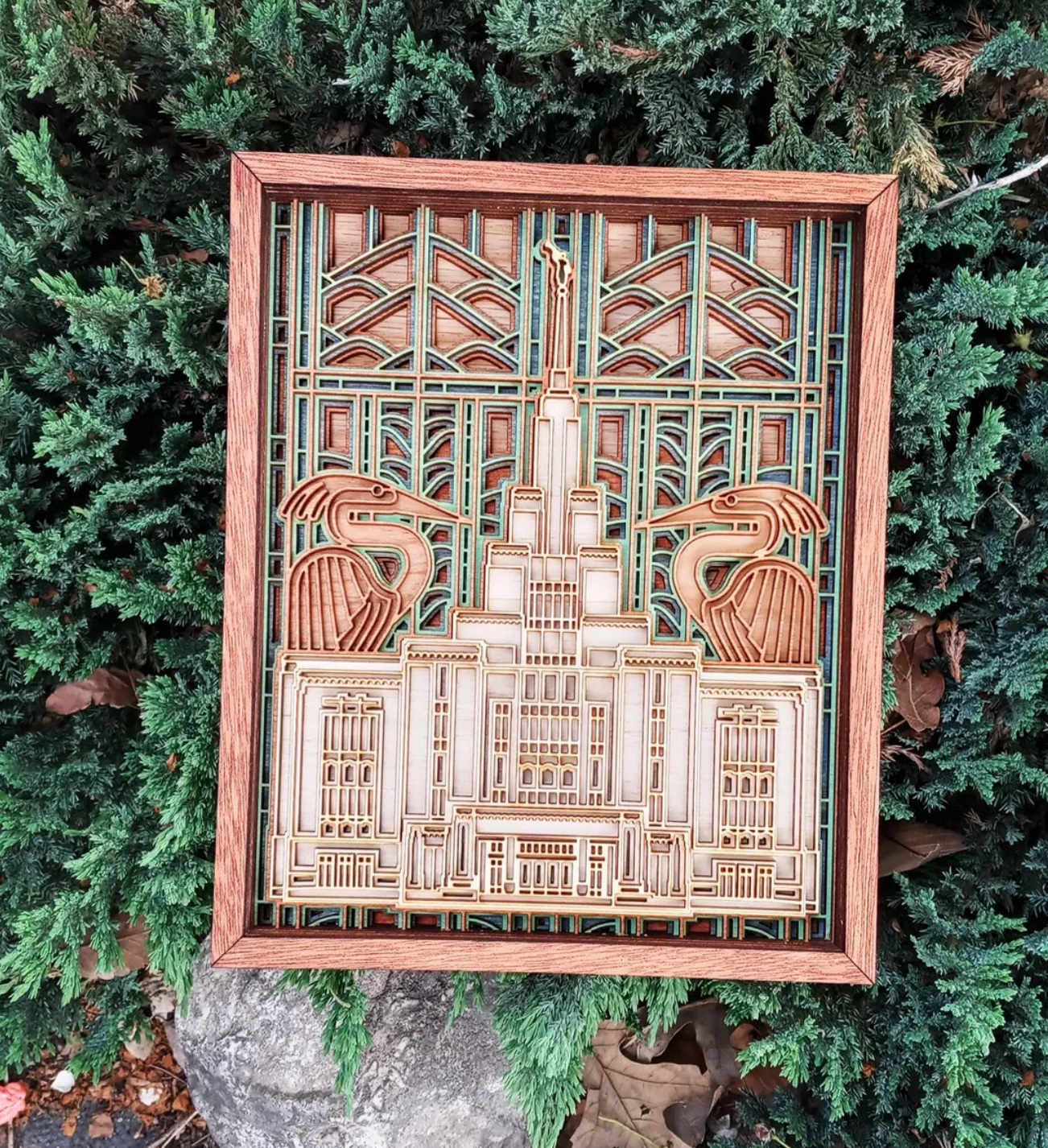 Saratoga Springs Utah Temple Layered Wood Plaque, , large