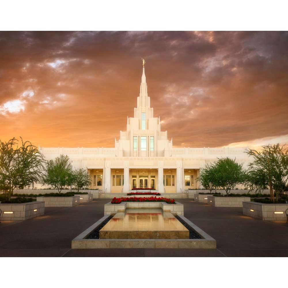 Phoenix Arizona Temple - Reflecting Pool Sunset Print (11x14), , large image number 0