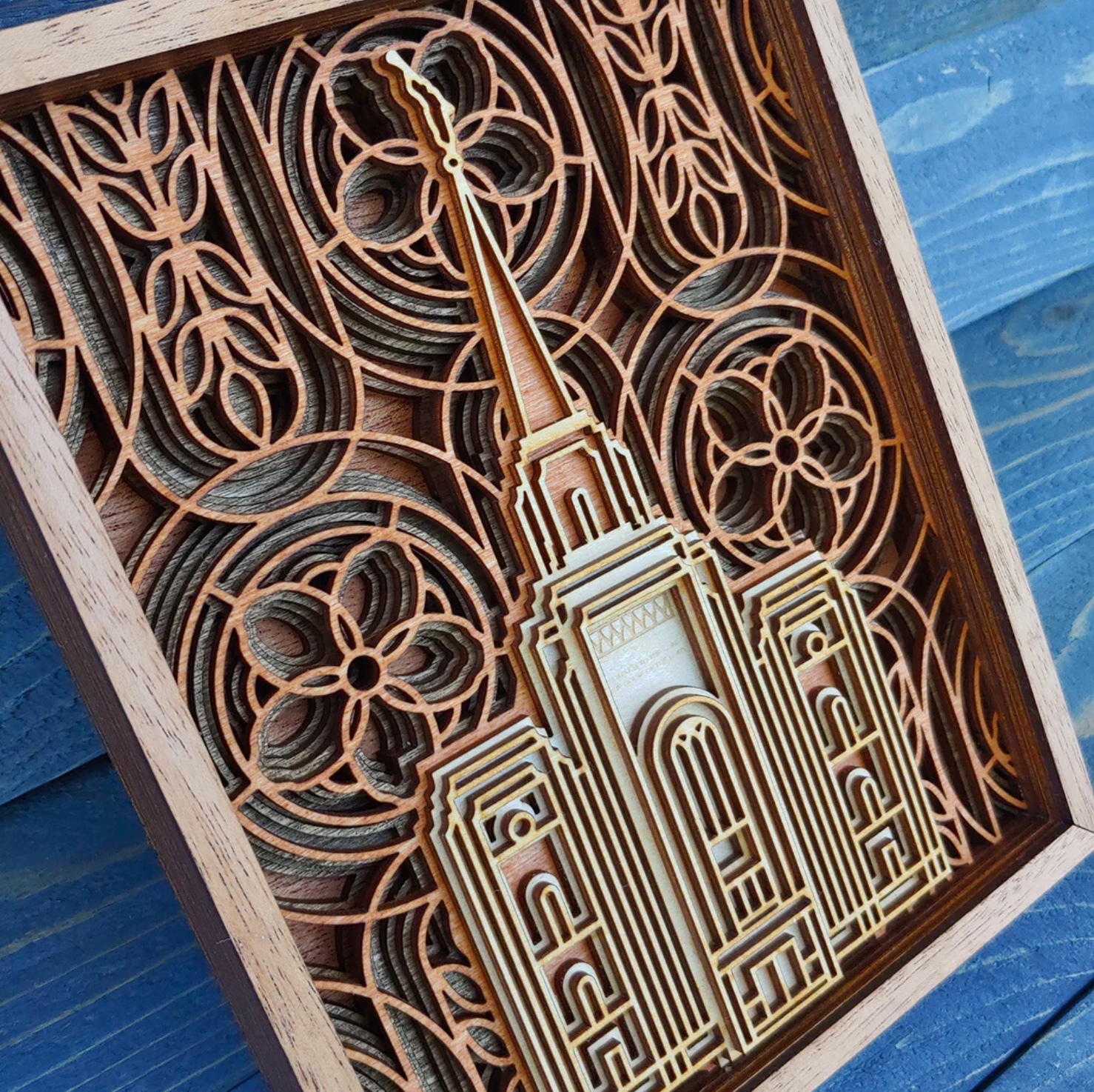 Brigham City Utah Temple Layered Wood Plaque, , large