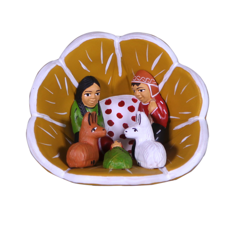 Peruvian Flower Bud Ceramic Nativity, , large image number 0