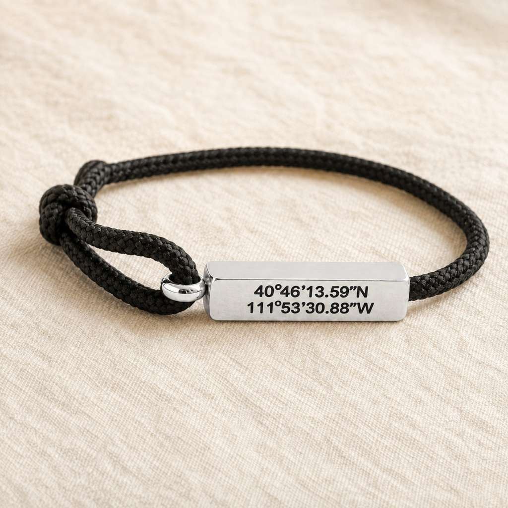 Salt Lake City Temple Coordinates Graphite Bracelet, , large image number 6