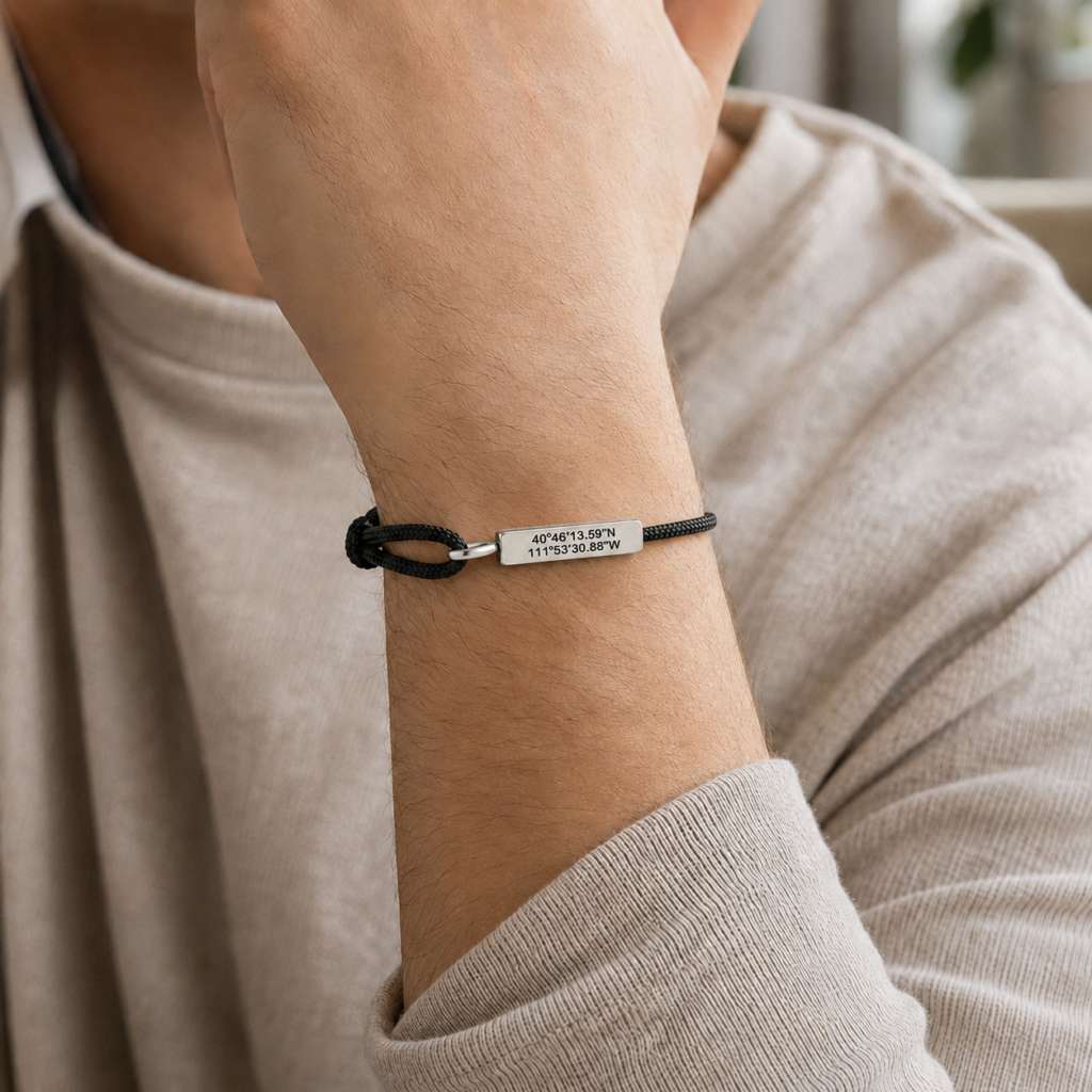 Salt Lake City Temple Coordinates Graphite Bracelet, , large image number 8