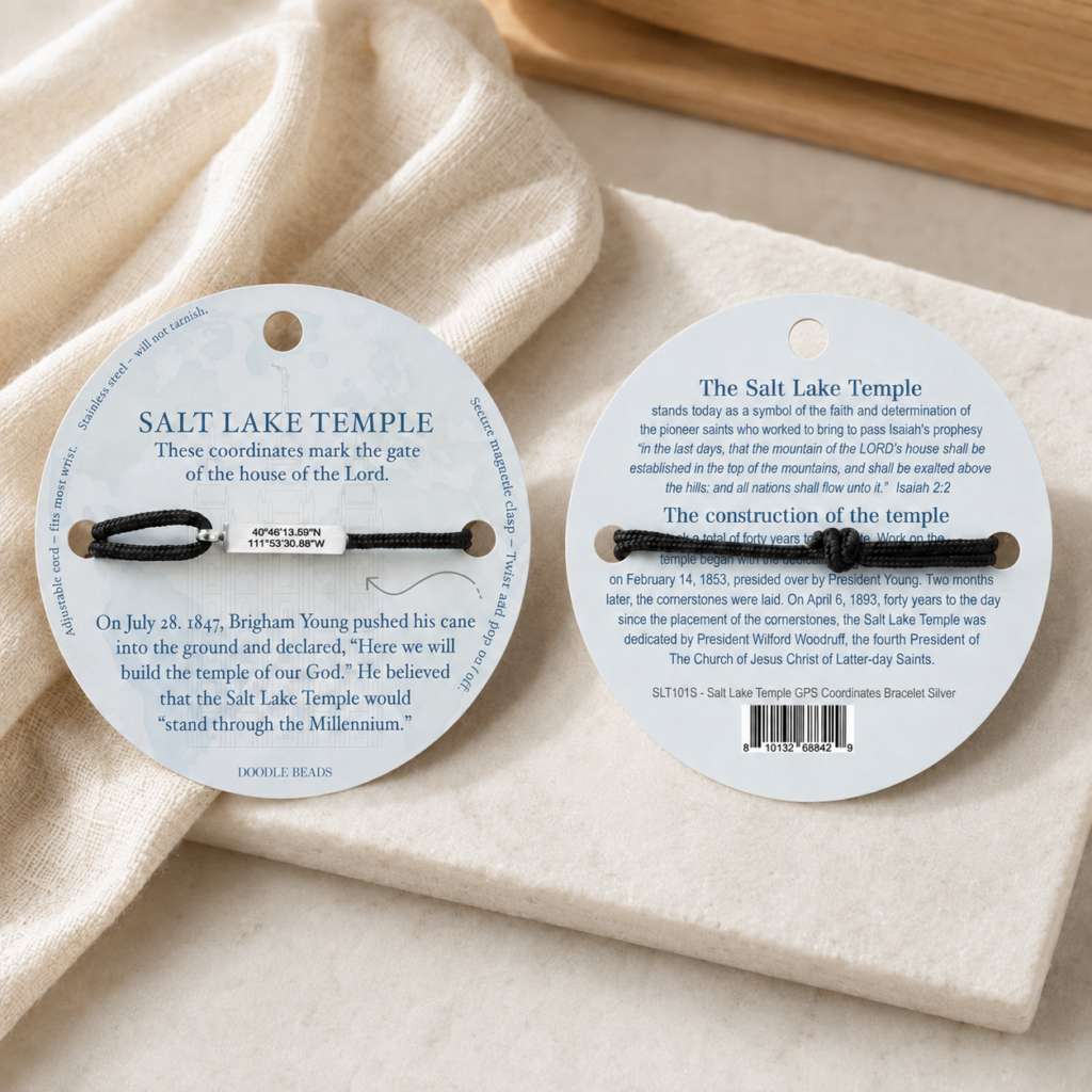 Salt Lake City Temple Coordinates Graphite Bracelet, , large image number 5