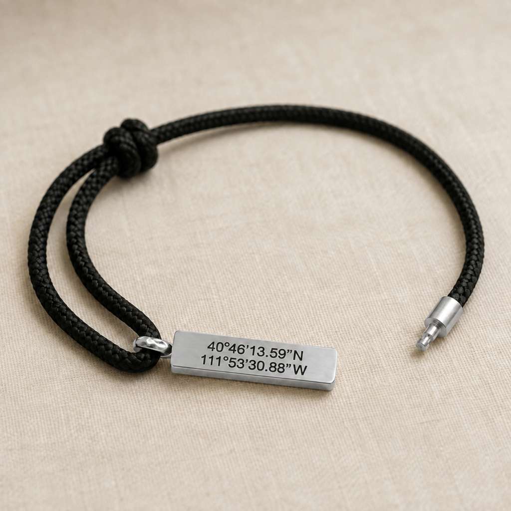 Salt Lake City Temple Coordinates Graphite Bracelet, , large image number 3