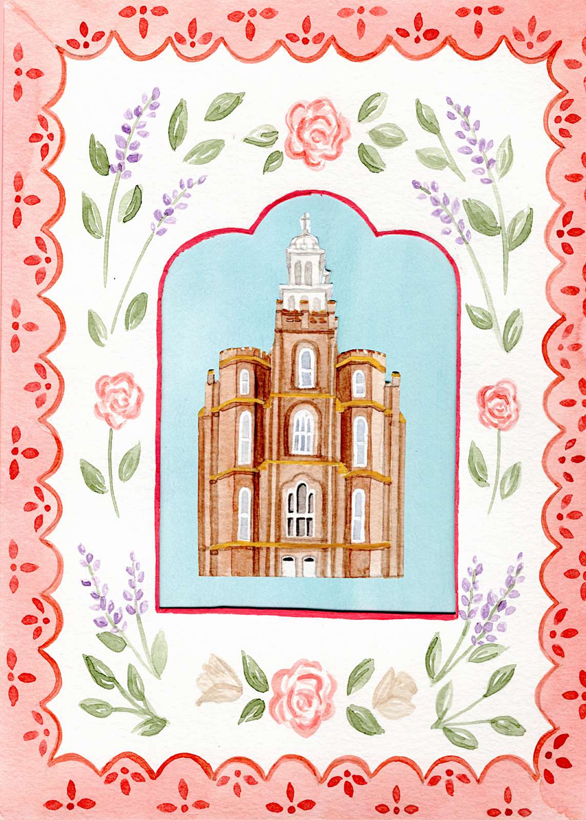 Logan Utah Temple Cottagecore Style Print