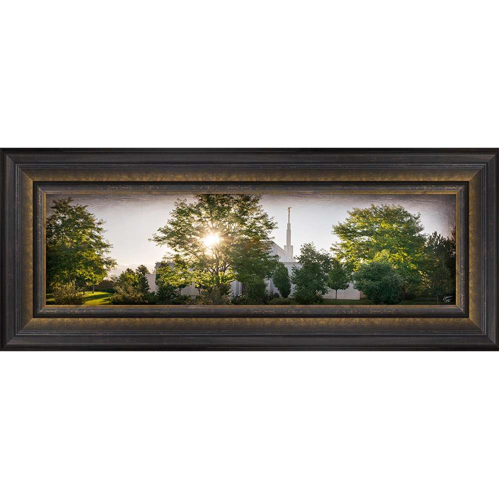 Denver Temple, the Day Dawn is Breaking (19x48 Canvas Framed Art)