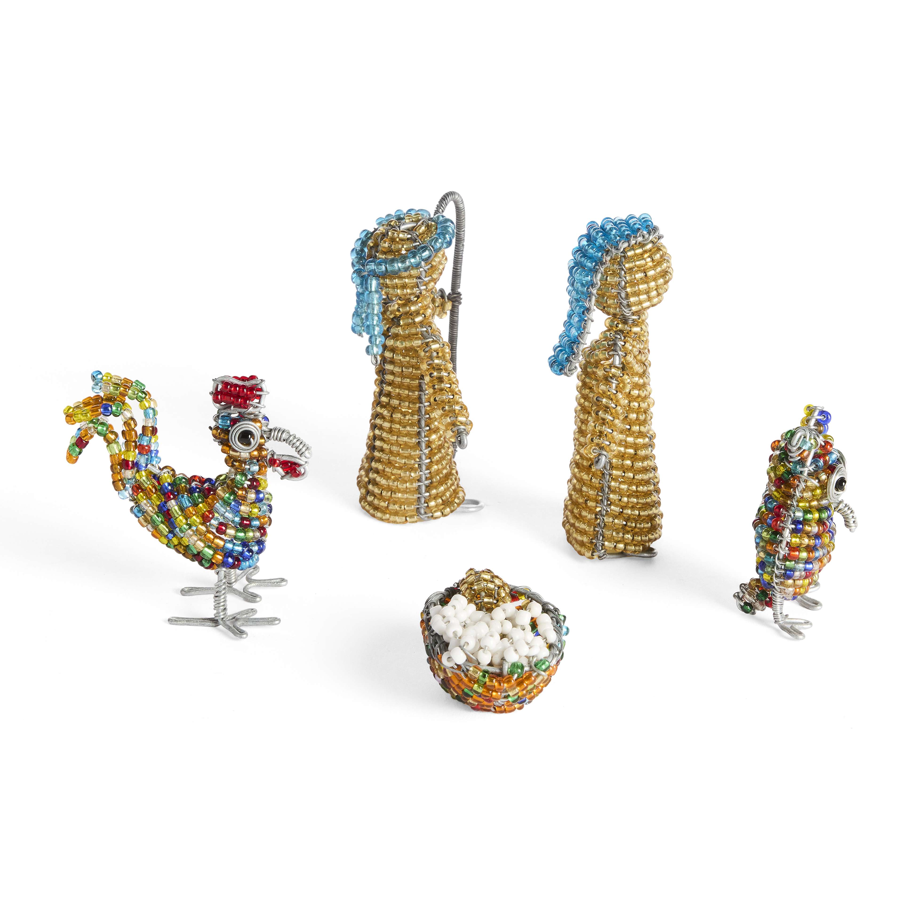 Zimbabwe Beaded Holy Family with Birds Nativity, , large