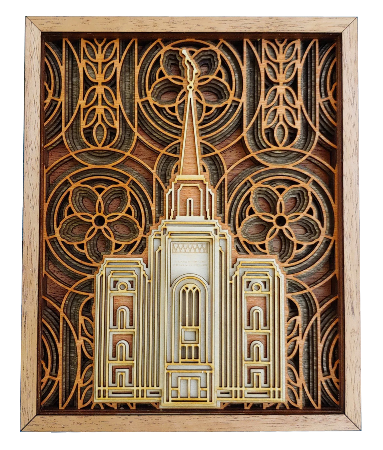 Brigham City Utah Temple Layered Wood Plaque
