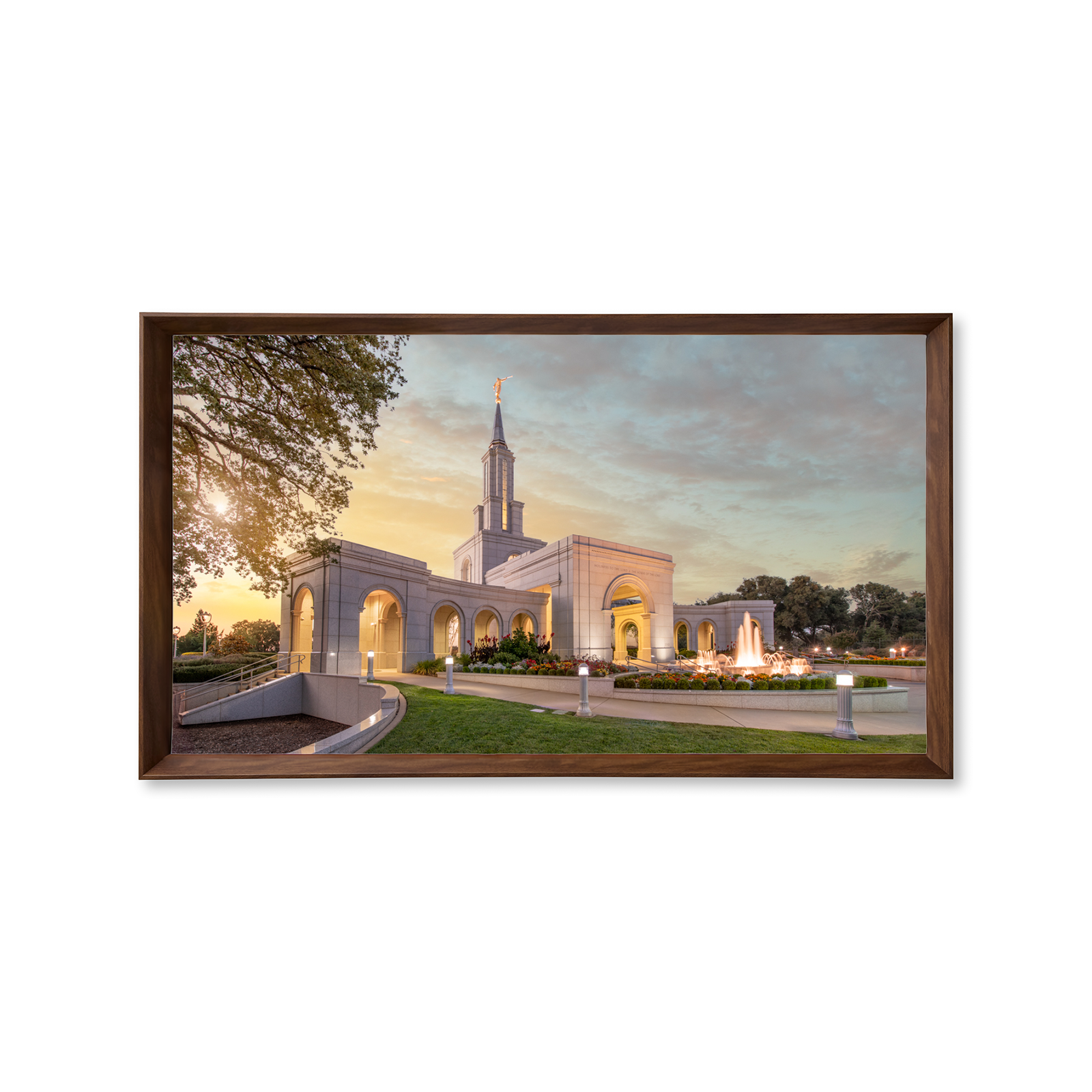 Sacramento California Temple, Fire of the Covenant Series (25x43 Framed Canvas Print)