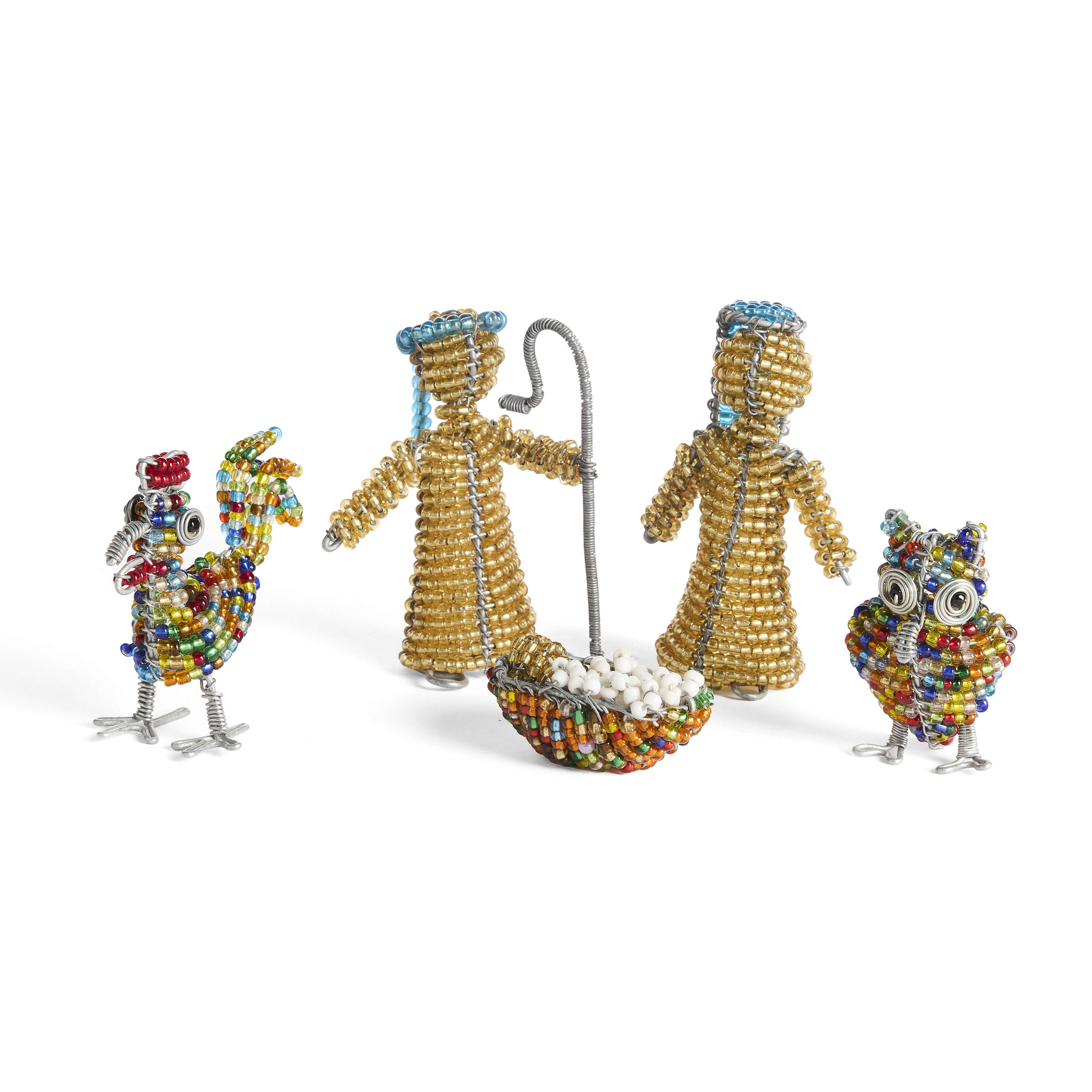 Zimbabwe Beaded Holy Family with Birds Nativity