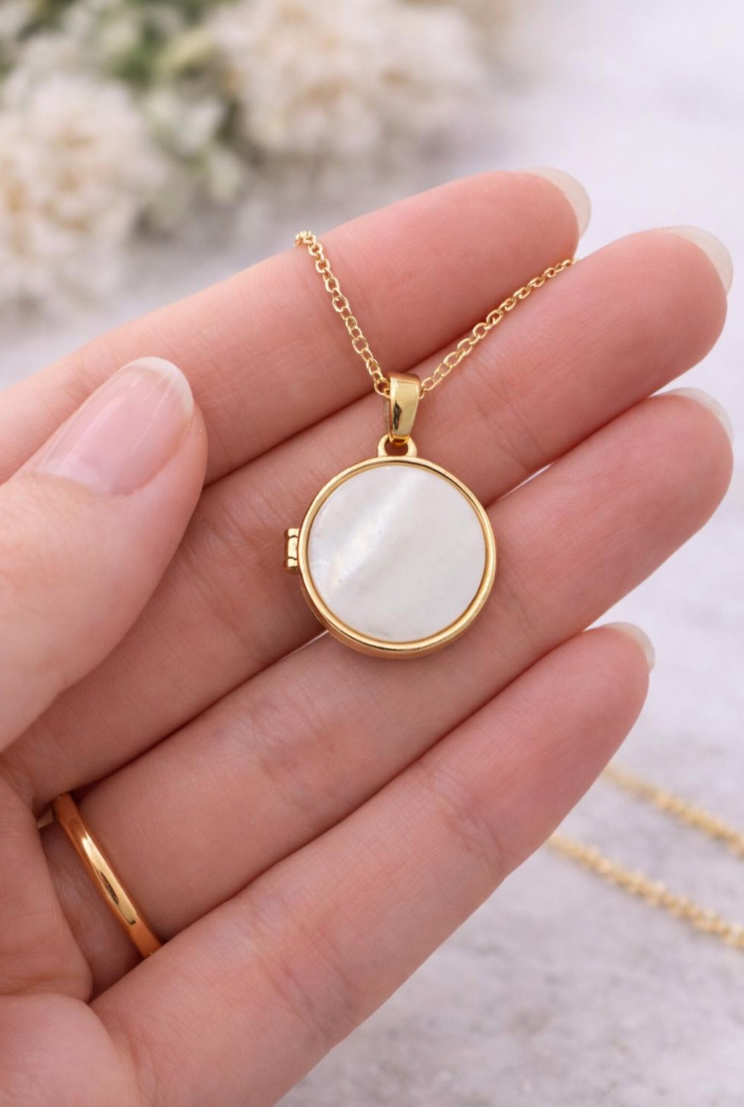 Hold Close Pearl Locket Necklace, , large