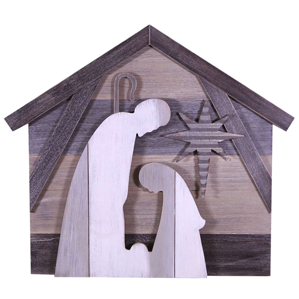Two-Tone Holy Family Wood Nativity Plaque, , large image number 1