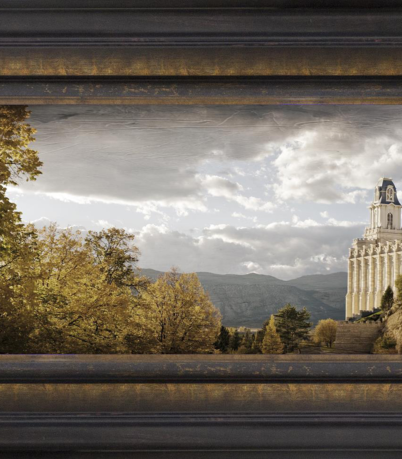 Manti Temple, the Day Dawn is Breaking (19x48 Canvas Framed Art), , large image number 3