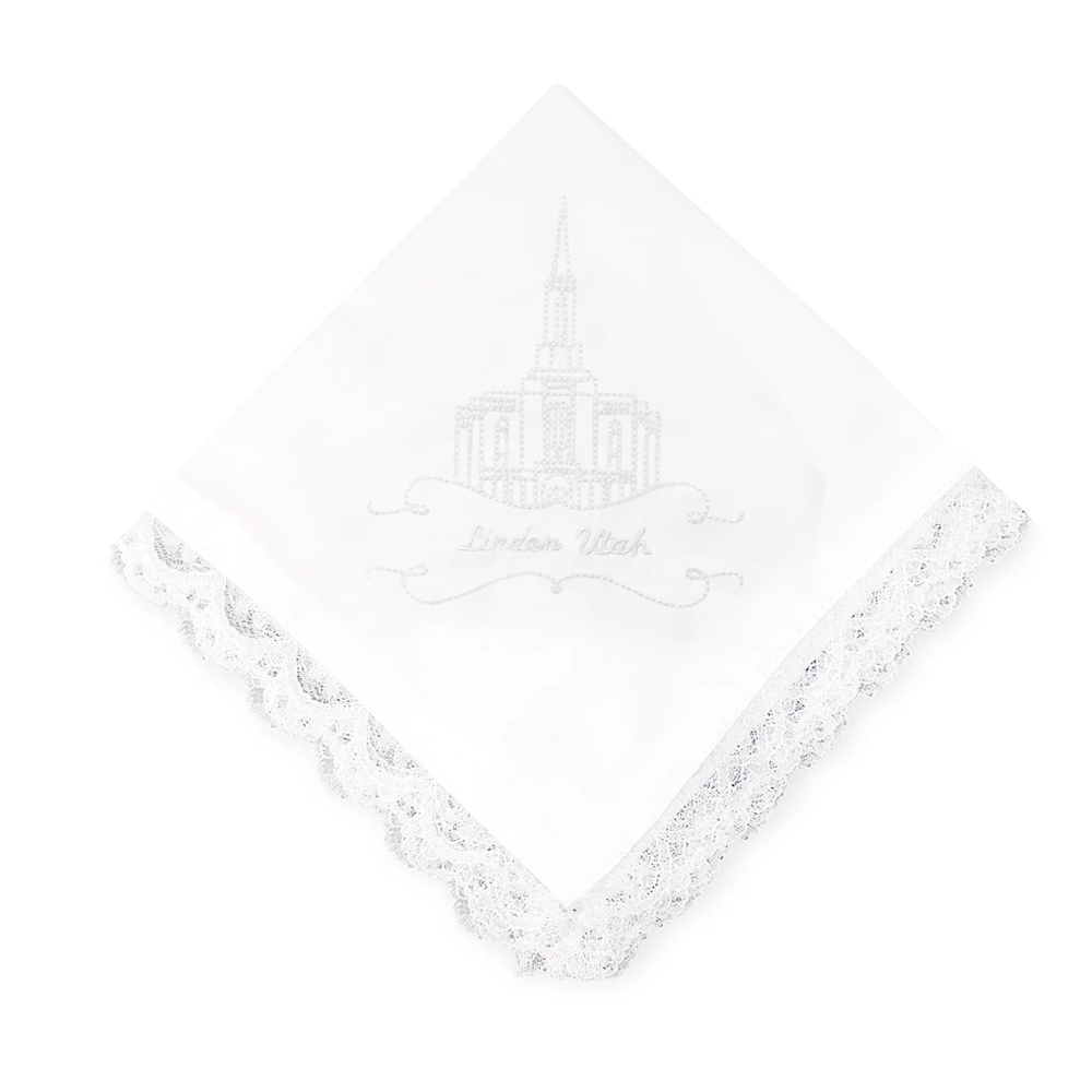 Lindon Utah Temple Lace Handkerchief,  Lindon Utah Temple Lace Handkerchief