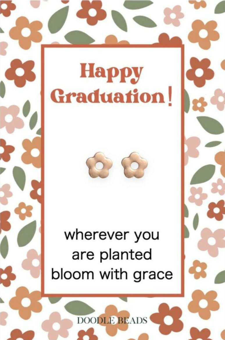 Happy Graduation Flower Earrings, , large image number 0