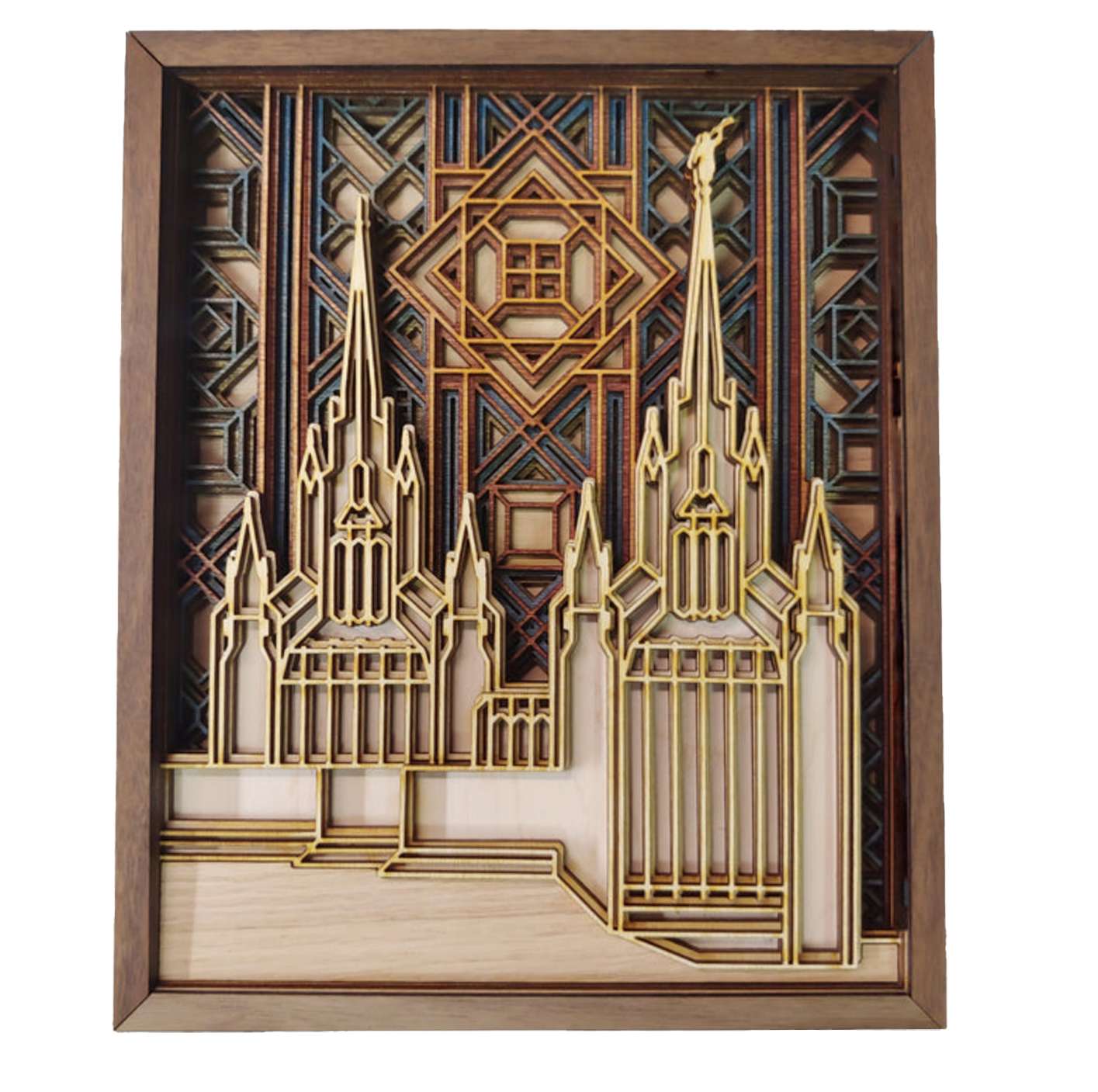 San Diego California Temple Layered Wood Plaque
