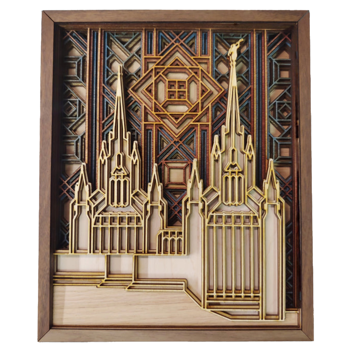 San Diego California Temple Layered Wood Plaque