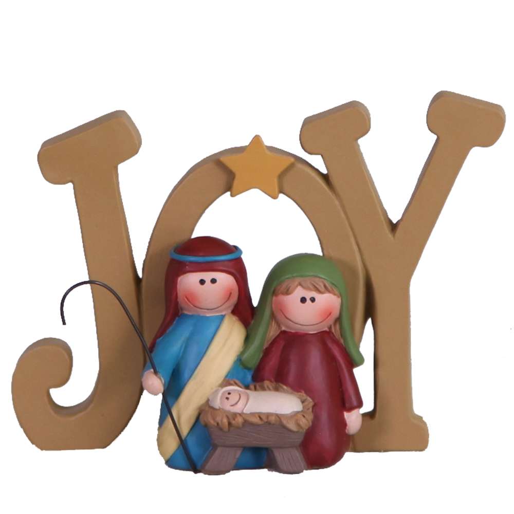 "Joy" Holy Family Resin Nativity Letters