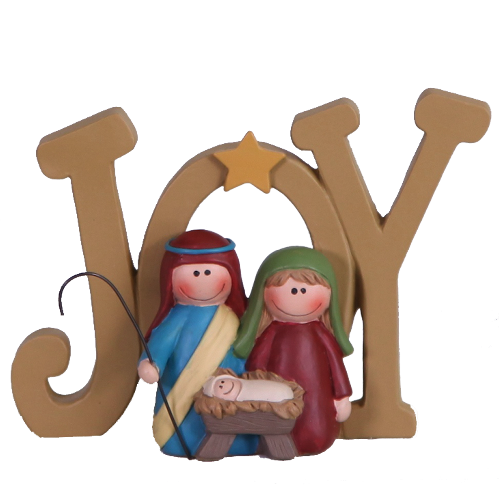 "Joy" Holy Family Resin Nativity Letters