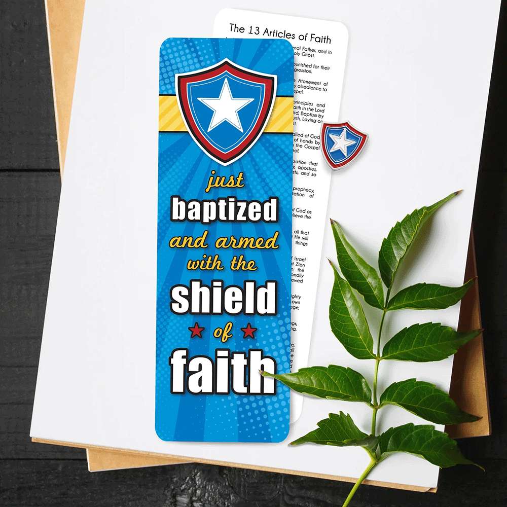 Just Baptized Shield Pin and Bookmark, , large