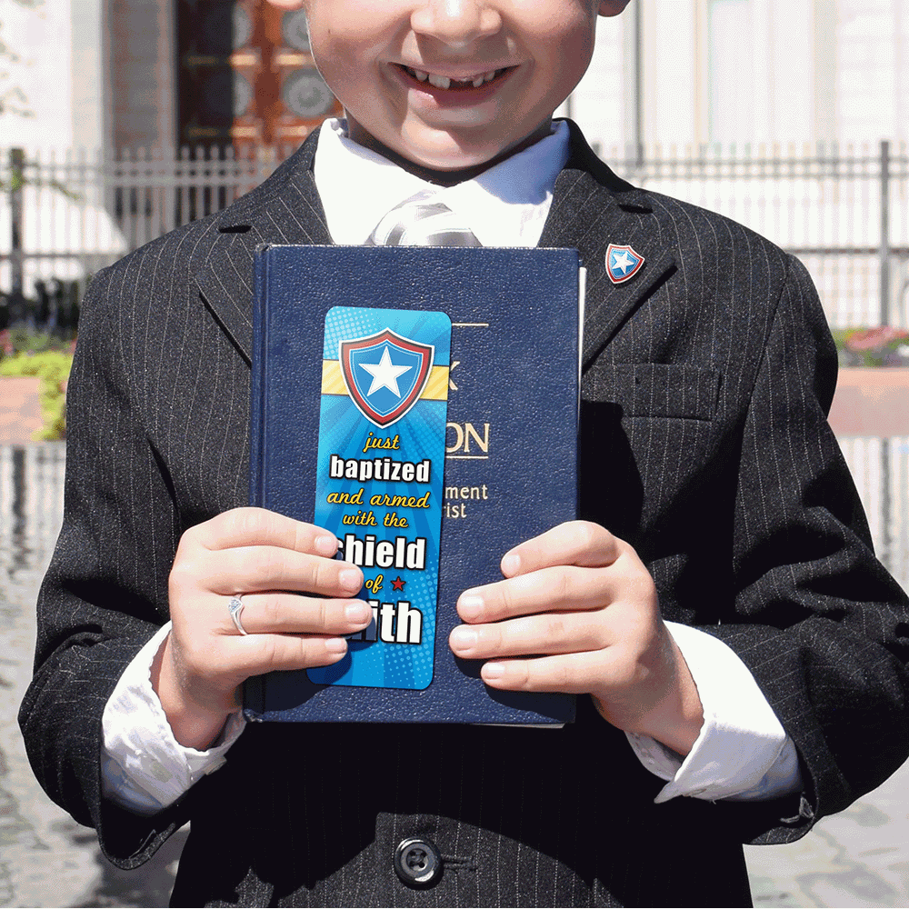Just Baptized Shield Pin and Bookmark, , large image number 3