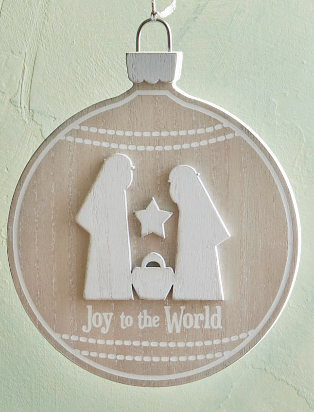 Joy to the World Holy Family Round Ornament, , large