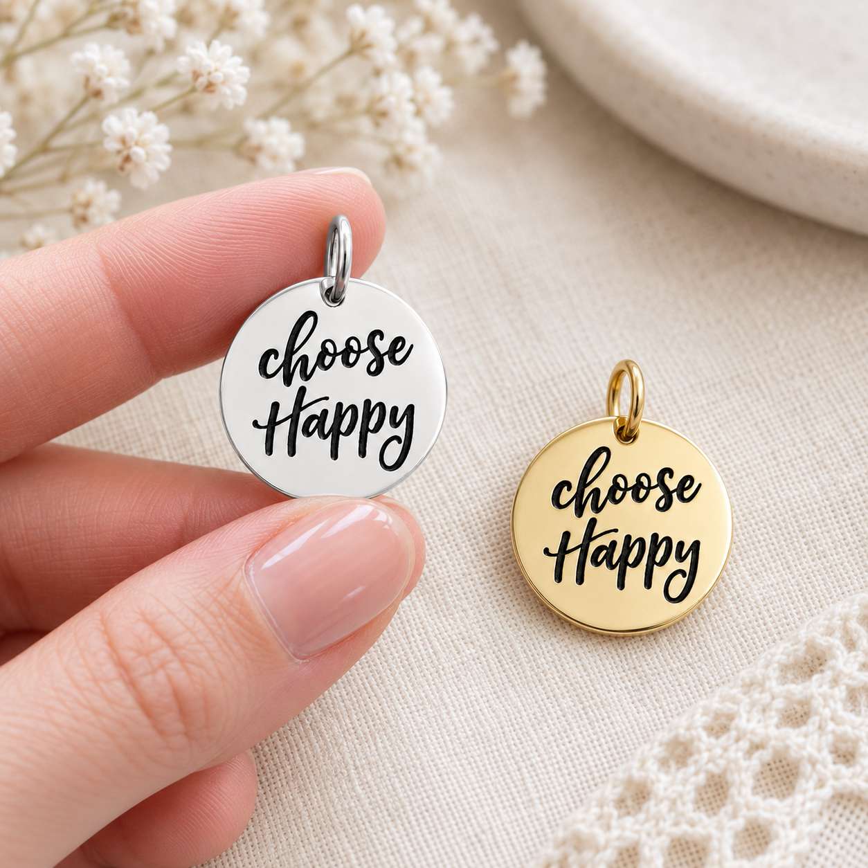 Choose Happy Charm, , large