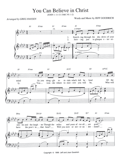 You Can Believe in Christ