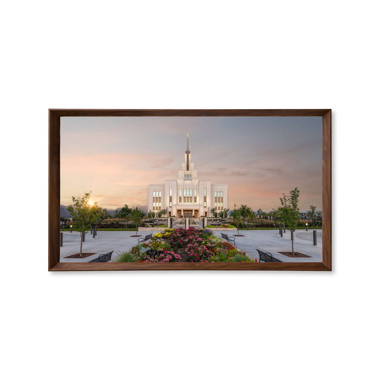 Saratoga Springs Utah Temple, Fire of the Covenant Series (25x43 Framed Canvas Print)
