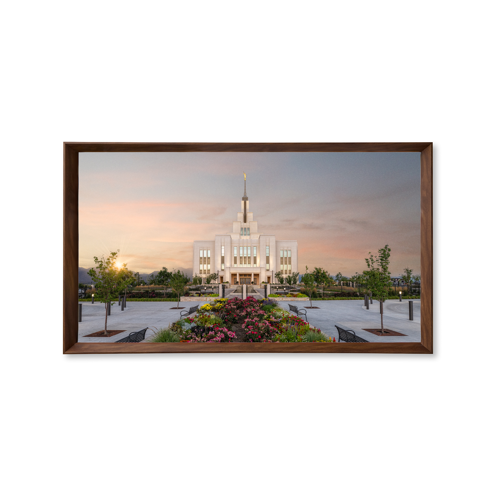 Saratoga Springs Utah Temple, Fire of the Covenant Series (25x43 Framed Canvas Print)