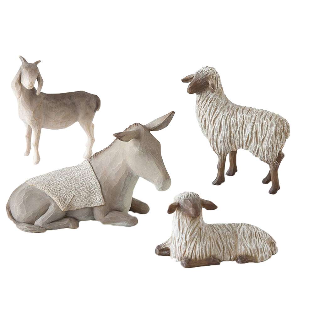 Willow Tree Sheltering Animals Resin Nativity Figurines
