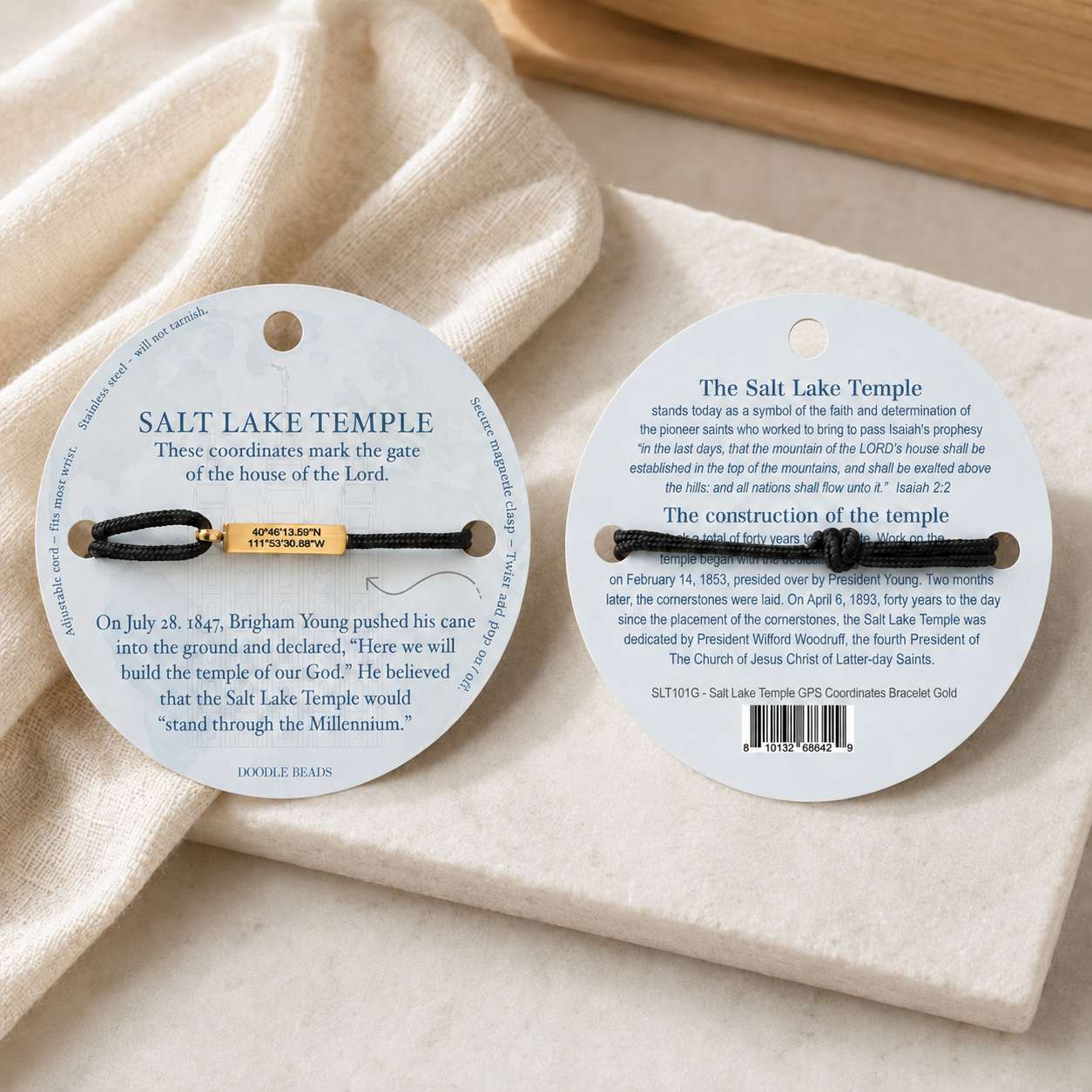 Salt Lake City Temple Coordinates Graphite Bracelet, , large image number 4