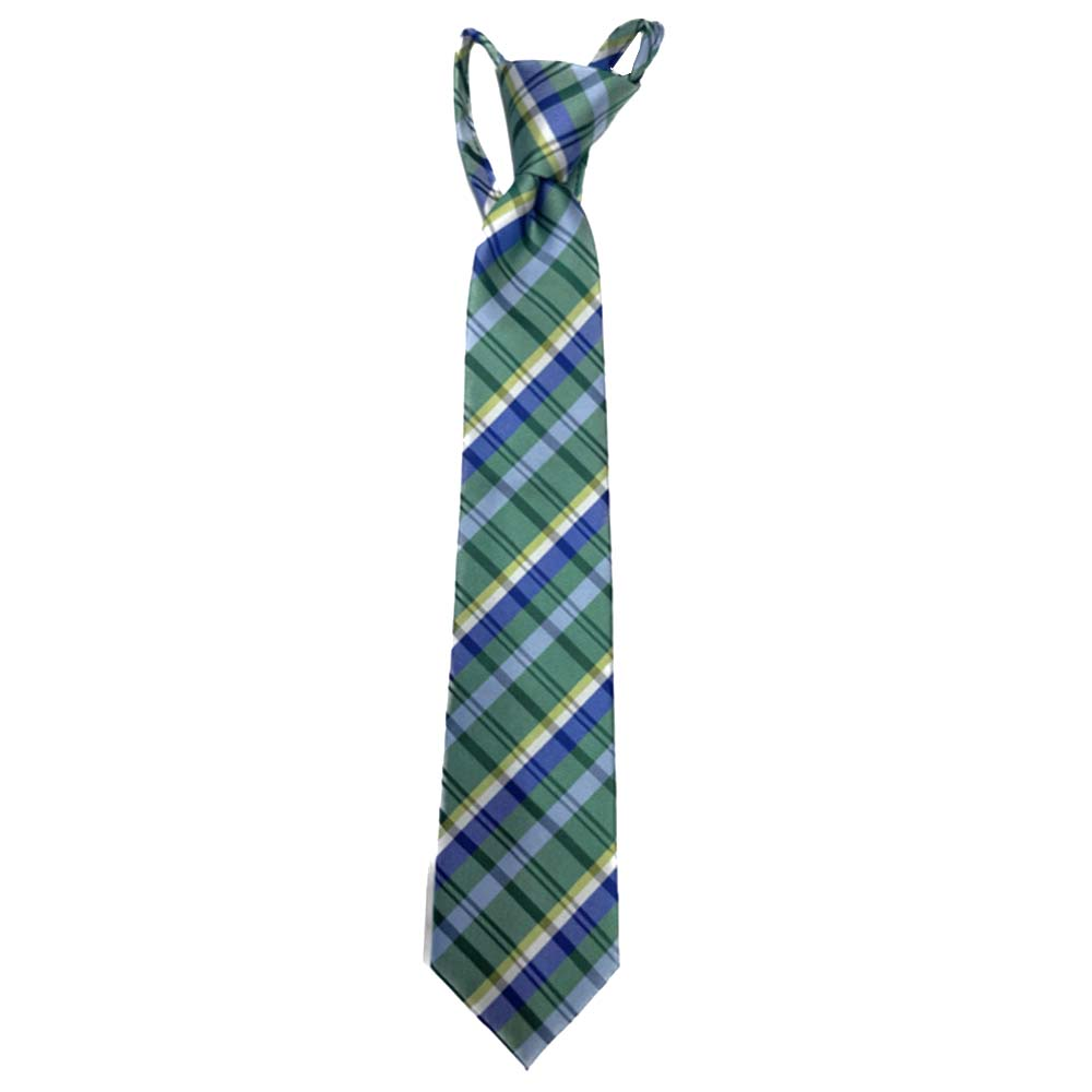 Boys Green/Yellow Plaid Necktie,  Boys Green/Yellow Plaid Necktie